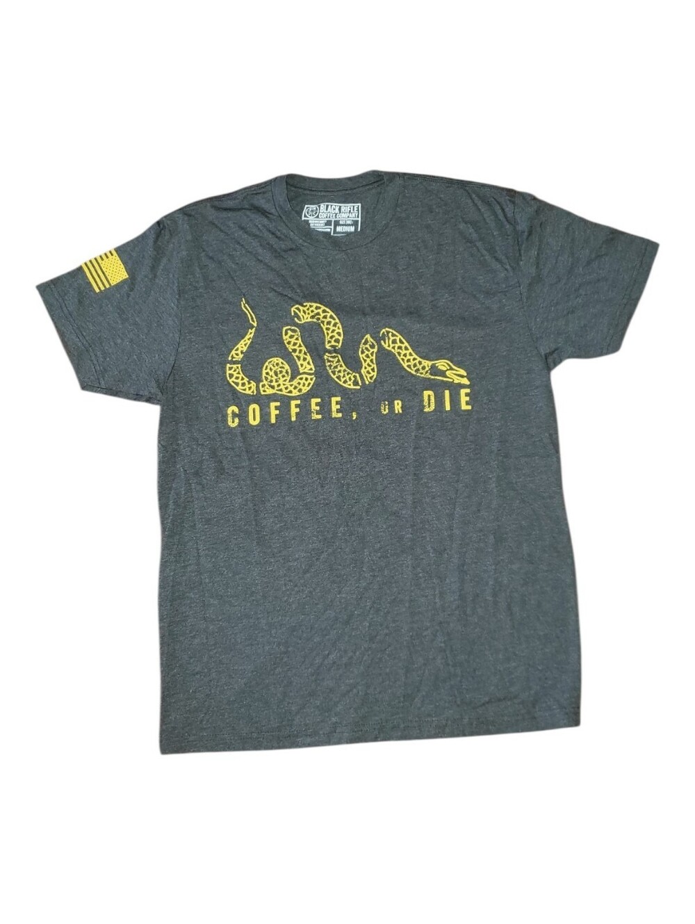 Black Riffle Coffee Company Coffee or Die Military Gray Tee Size: M NIP
